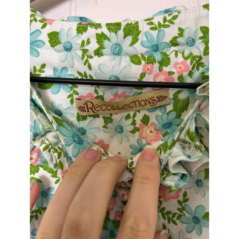 Recollections Prairie Dress Floral ruffle Neck Maxi Cotton USA Made cottagecore - Picture 3 of 12